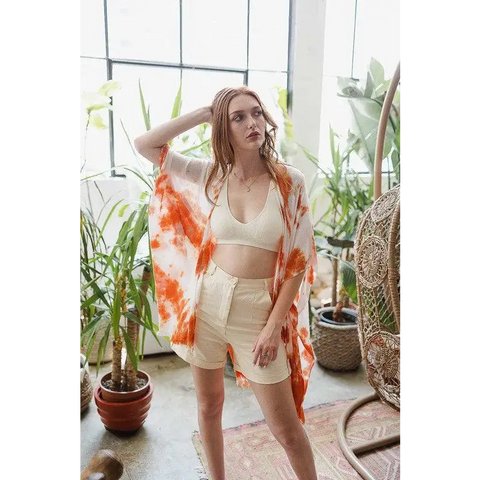 Tie Dye Kimono Rust One Size