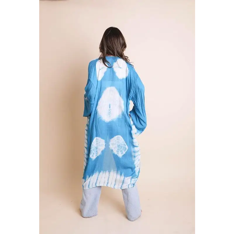 Tie Dye Longline Kimono with Full Sleeves