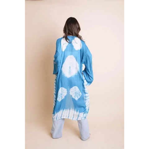 Tie Dye Longline Kimono with Full Sleeves