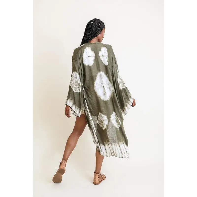 Tie Dye Longline Kimono with Full Sleeves