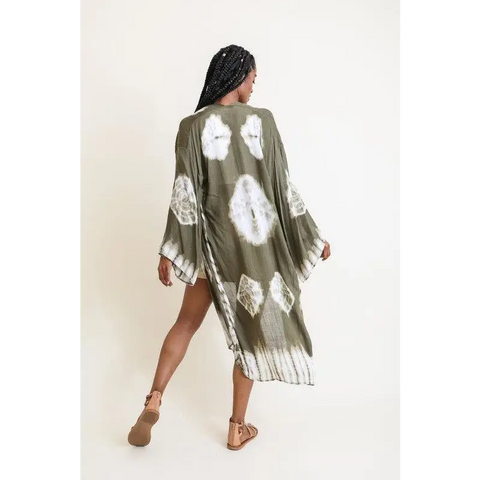 Tie Dye Longline Kimono with Full Sleeves