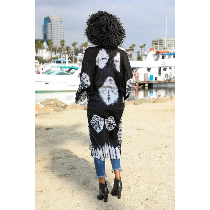 Tie Dye Longline Kimono with Full Sleeves