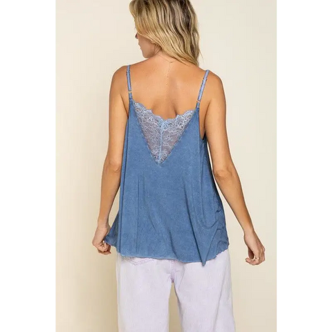 V-camisole Tank with Lace on Front Top