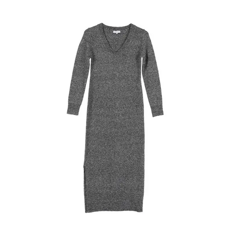 V neck sweater maxi dress Grey Dress