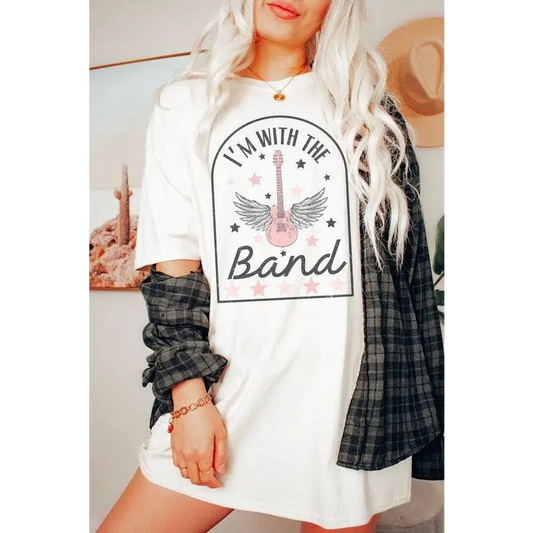 With the Band Oversized Graphic Tee White Graphic Tee